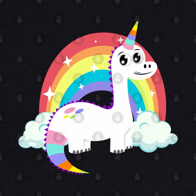 Unicorn Dinosaur and a Rainbow by ilustraLiza